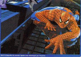Spiderman grimpant un building